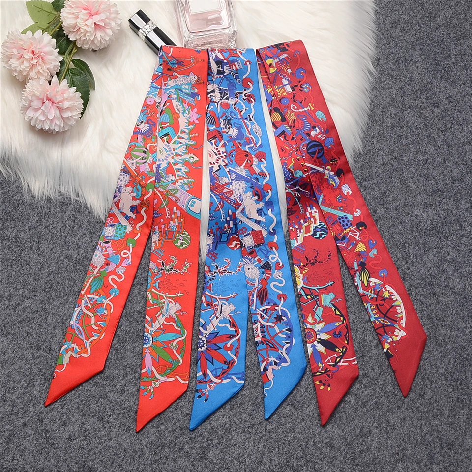 

Luxury Print 100% Real Silk Scarf Natural Mulberry Silk Design Brand Women Scarf Foulard Hair & Bag Scarves Fashion Neckerchief