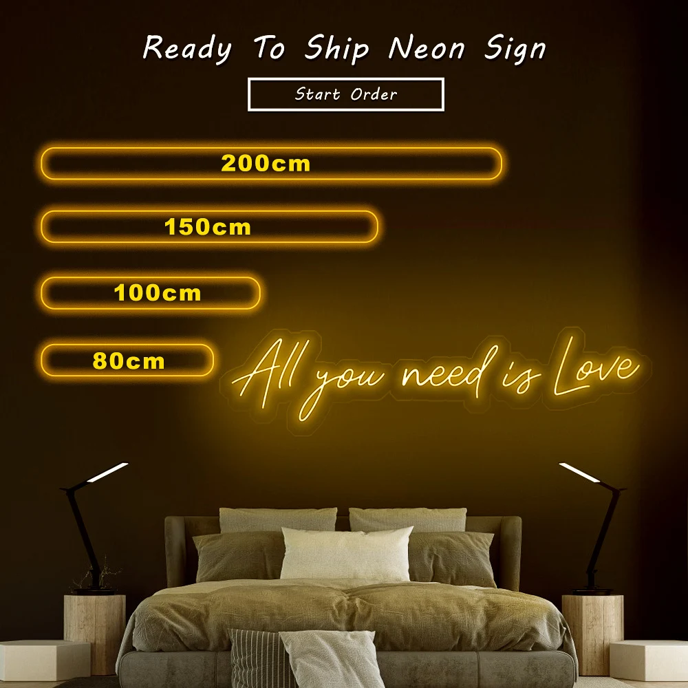 OHANEONK All You Need is Love LED Neon Sign Light name Personalized with Dimmer Neon Custom For Party Wedding Home Decorative