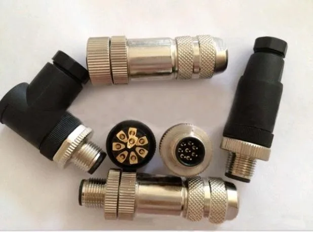 M12 connector connector sensor 4-core 5-core 8-core 12 pin hole male and female screw crimping aviation plug waterproof