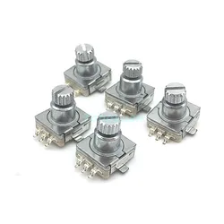 5pcs EC11 Rotary Encoder Code Switch With Push Button Switch 30 Position SMD 5pin Handle Length 9mm Plum Shaft