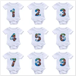 Baby Zomer Rompertjes Marvel Avenger De Hulk Iron Man Nummer 1-9 Print Jongen Rompertjes Baby Jumpsuit Meisjes Ropa bebe Speelpakje Wit