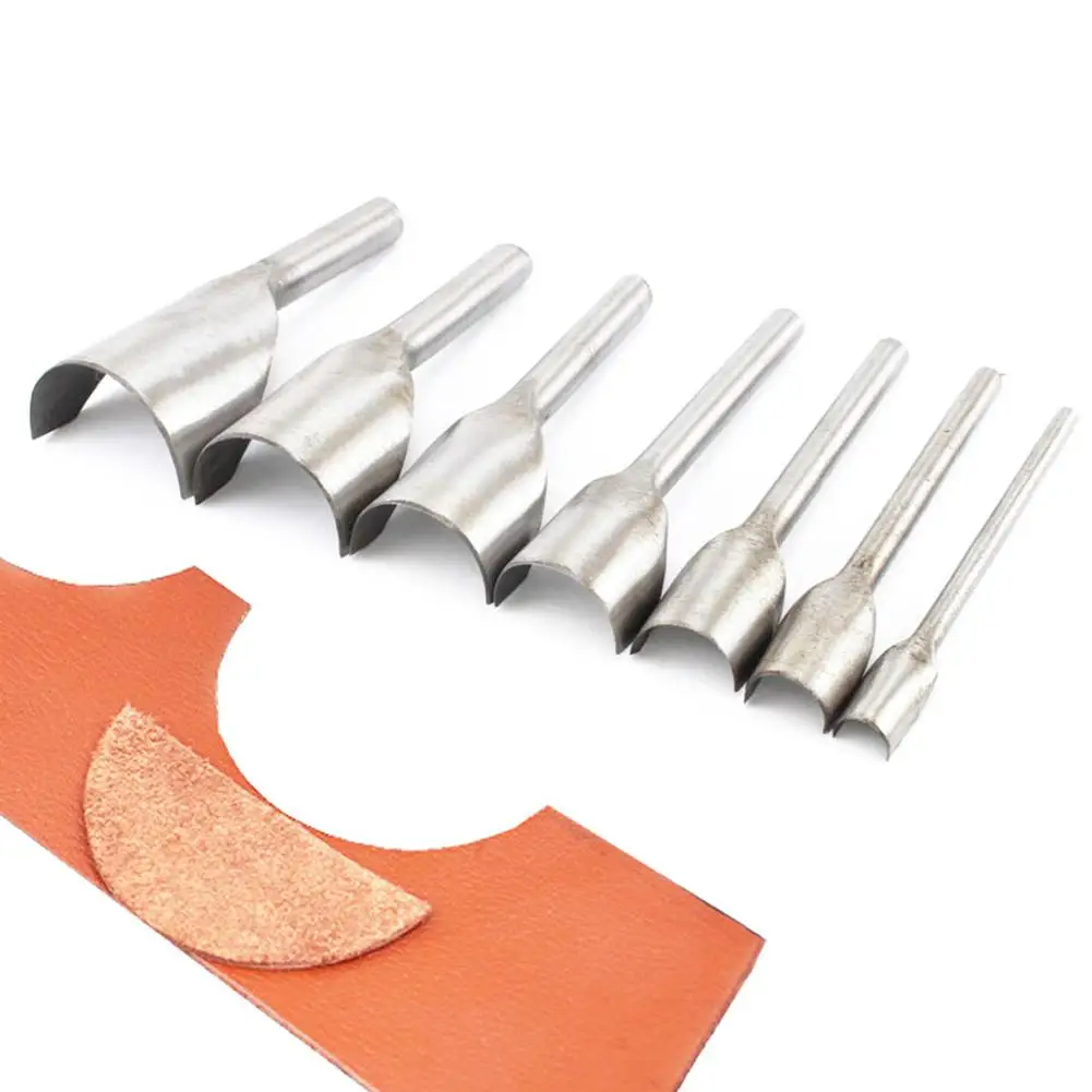 7PCS/Set Leather Craft Half-Round Cutter Punch Tools Cut Craft Punch Belt End Cutter Sewing Tool 10 - 40mm