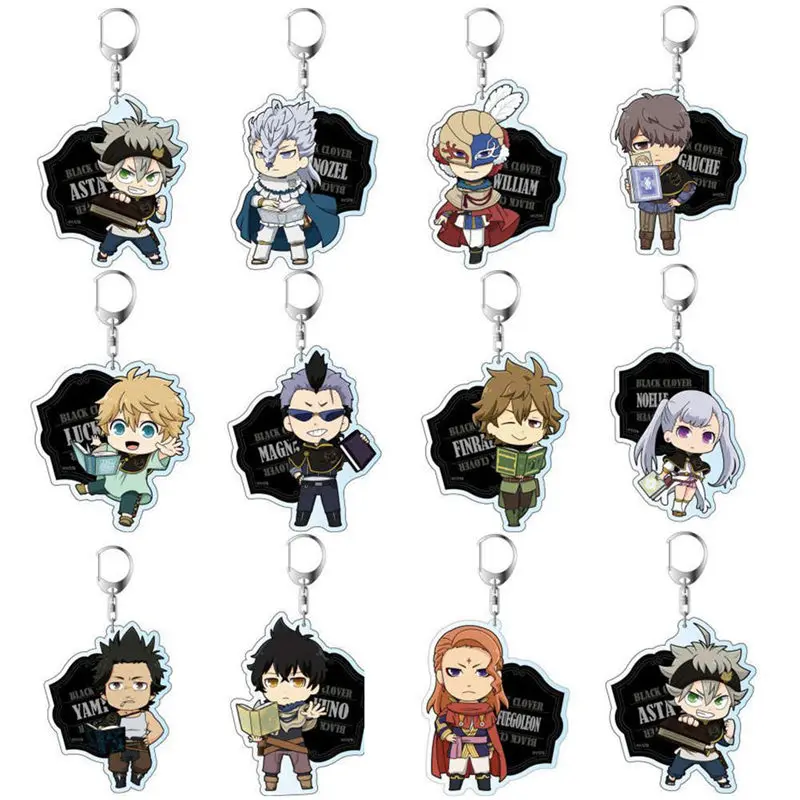 Japan Anime Cartoon Key Chains Black Clover Action Figure Acrylic Keychain Pendant Cosplay Keyring Fashion Jewelry Key Ring Gift