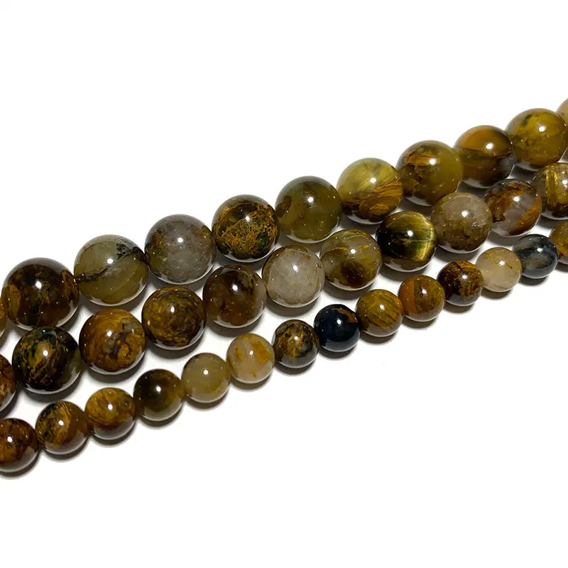 

Fine 100% Natural Stone Yellow Pietersite Round Spacer Beads For Jewelry Making DIY Bracelet Necklace Earrings 6/8/10/12MM