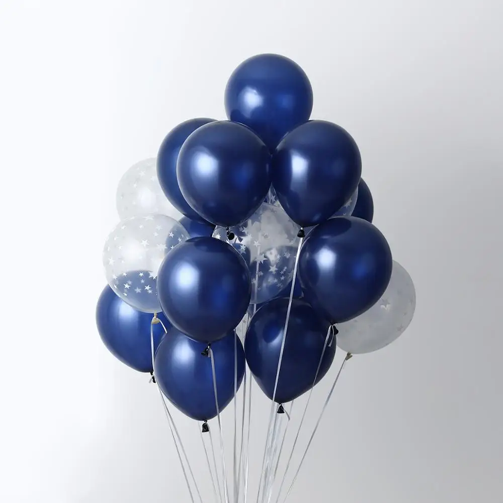 100pcs 12inch 10inch Luminous Blue Balloons Dark Blue Balloons Birthday Wedding Party Decoration baby shower Shining Blue Globos