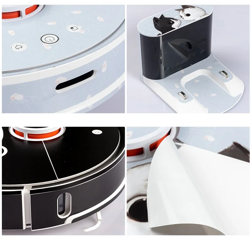 Pegatina de dibujos animados para Robot aspirador Xiaomi Roborock S50 S51, película protectora a prueba de polvo, piezas de limpiador de papel, gran