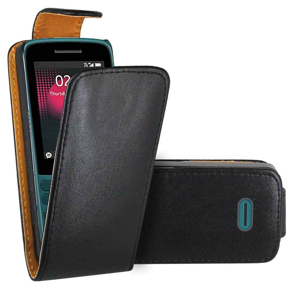 Black Premium Leather Flip Book Case Cover Funda Coque For Nokia 215 4G (2020)