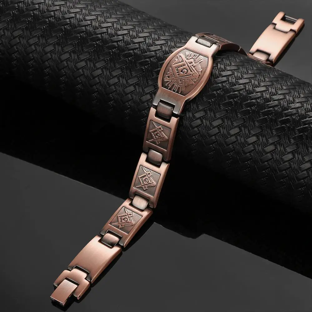 Mens Magnetic Therapy Bracelet Copper Chain Health Energy Bracelets & Bangles for Arthritis Pattern Wristband Jewelry New Style