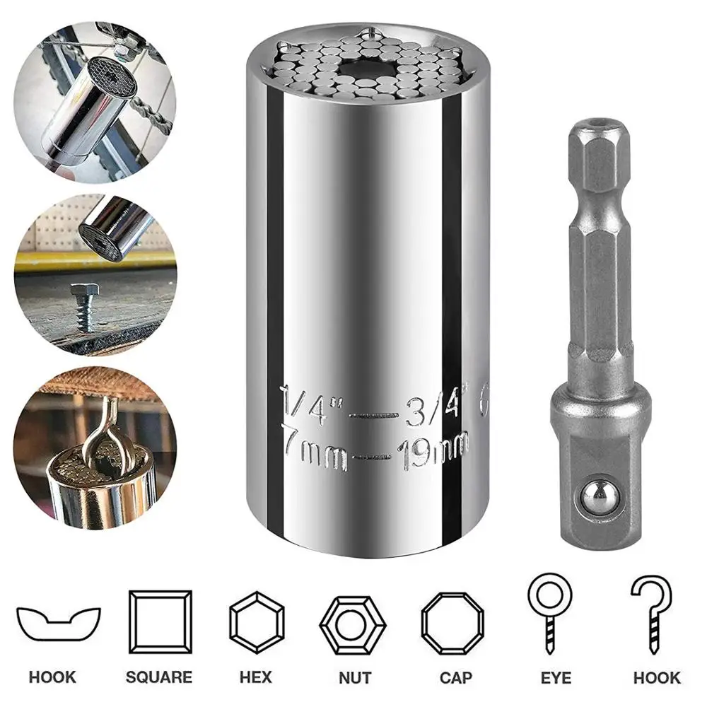 Universal Socket Professional Tools 9-27mm torque wrench set head key sleeve socket Ratchet Spanner Power Drill Hand Tools