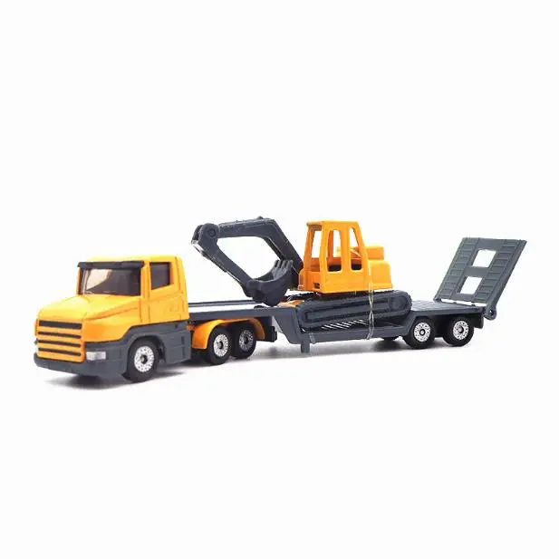 1:87 alloy flatbed trailer excavator,high simulation toy trailer,engineering vehicle excavation rescue,free shipping