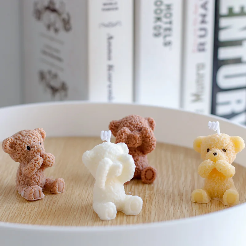 3D Teddy Baby Bear Scented Candle, Silicone Mold, Gypsum, Epoxy Aroma, Handmade DIY Plaster Diffuser, Home Decoration, Cute