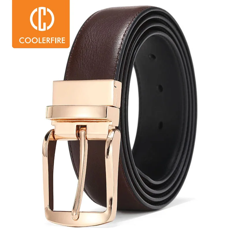 Men Reversible Dress Belts Casual High Quality Belt Genuine Leather Belt Male Vintage Luxury Coolerfire HQ108