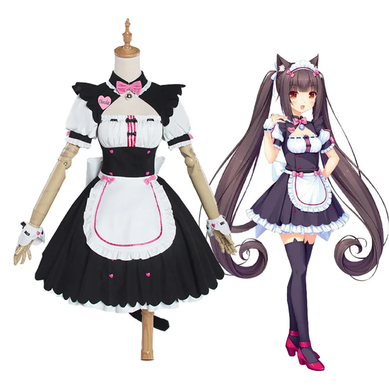 

Cosplay Chocola Maid Dress Costume Anime Cat Girl Women Outfits