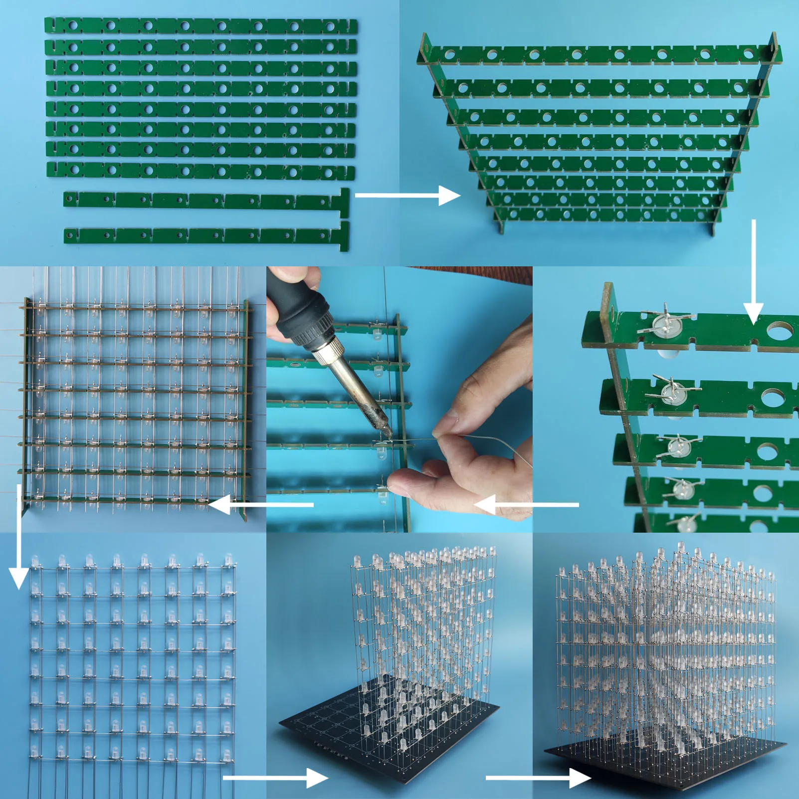 ICubeSmart-Kit de cube LED 3D8RGB, document complet, 8x8x8, kits électroniques de bricolage