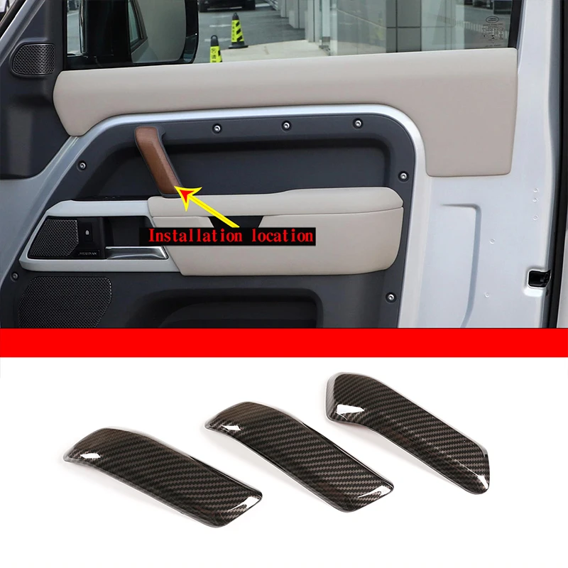 For Land Rover Defender 90 110 2020-2022 ABS Oak Grain Car Door Handle Cover 3 Pcs Modification Accessories (High-end version）