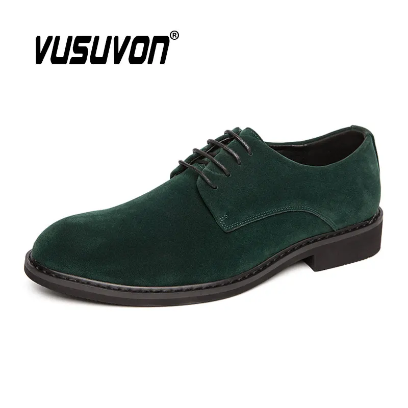 2021 Fashion Winter Suede Leather Green Men Derby Shoes Oxford Casual Classic Black Sneakers Comfortable Footwear Dress Flats