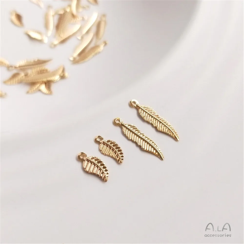 

14K Gold Plated Small leaf pendant small leaf pendant diy earpiece headpiece accessories