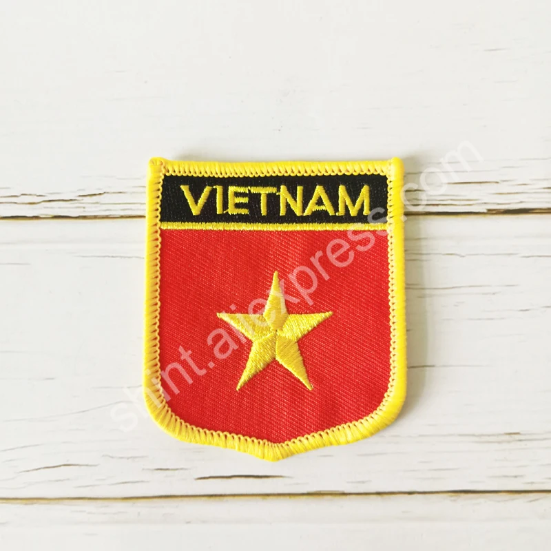 Vietnam National Flag Embroidery Patches Badge Shield And Square Shape Pin One Set On The Cloth Armband Backpack Decoration