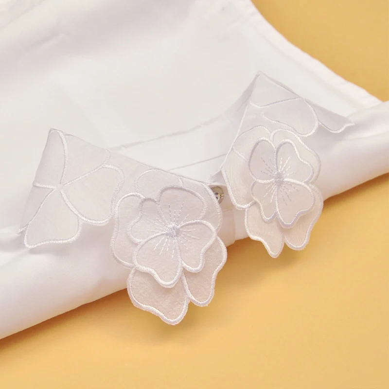 Embroidery Fake Collar Women Detachable Collars Lapel Shirt White False Collar Shirt Female Women Accessories Neck Decor