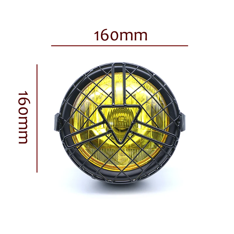 Mask Motorcycle Headlight DC 12V Motorbike Net Head Lamp Scooter Universal Headlamp Lampshade Moto Retro Black Grill Front Light