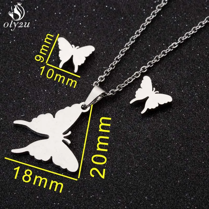 Bijoux Animal Stainless Steel Necklace Set Cartoon Cat Paw Rabbit Butterfly Dog Necklaces Pendants Statement Jewelry Wholesale