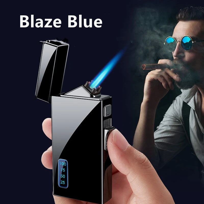 2021 New Gas And Electricity Dual-Purpose Windproof USB Rechargeable Lighter, LED Power Display USB Lighter, Men's Gadgets