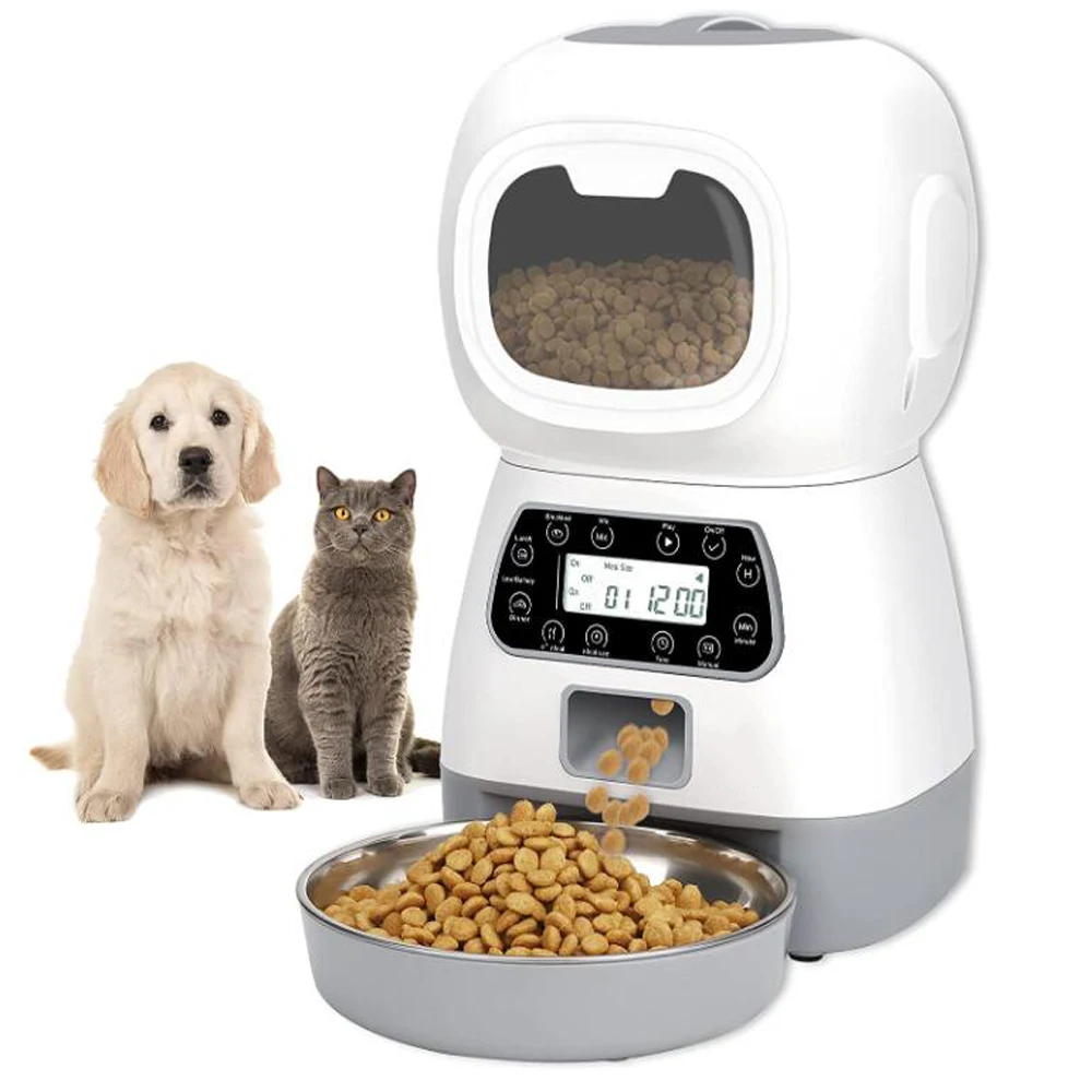 Alimentador automático para mascotas, dispensador de Comida inteligente de 3,5 l, controlador de porciones para gatos y perros, tazón con