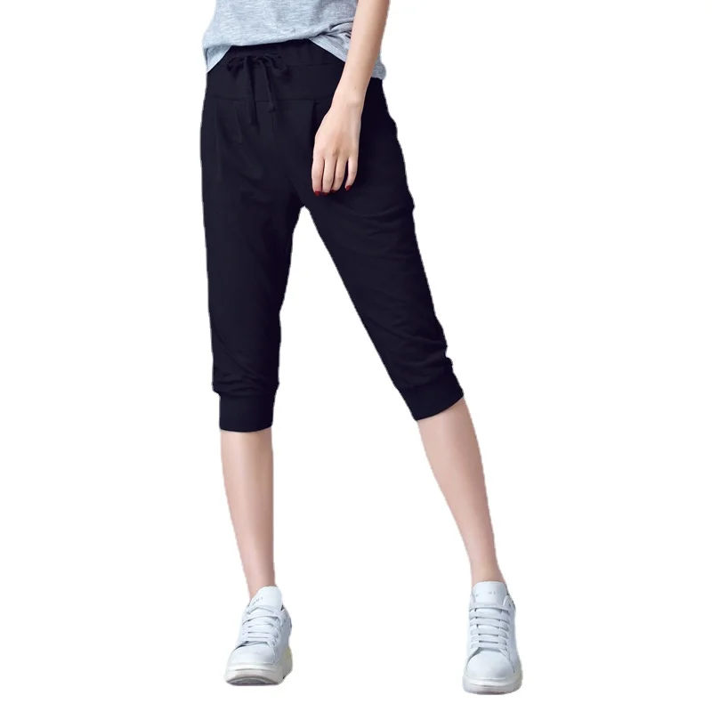 Pants for Women Summer Harem High Waisted Elastic Loose Joggers Sweatpants Calf Length Female Capris Trousers