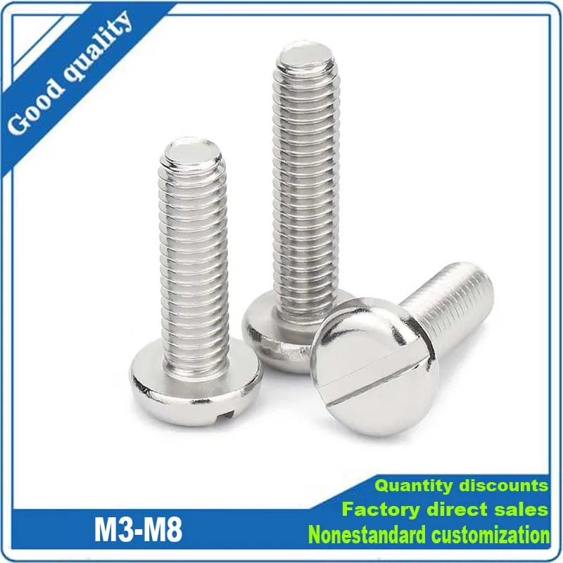 

10/50pcs 304 A2 Stainless Steel Metric Thread Slotted Pan Head Round Head Machine Screw Bolt Length=4-60mm M3 M4 M5 M6 M8 GB67