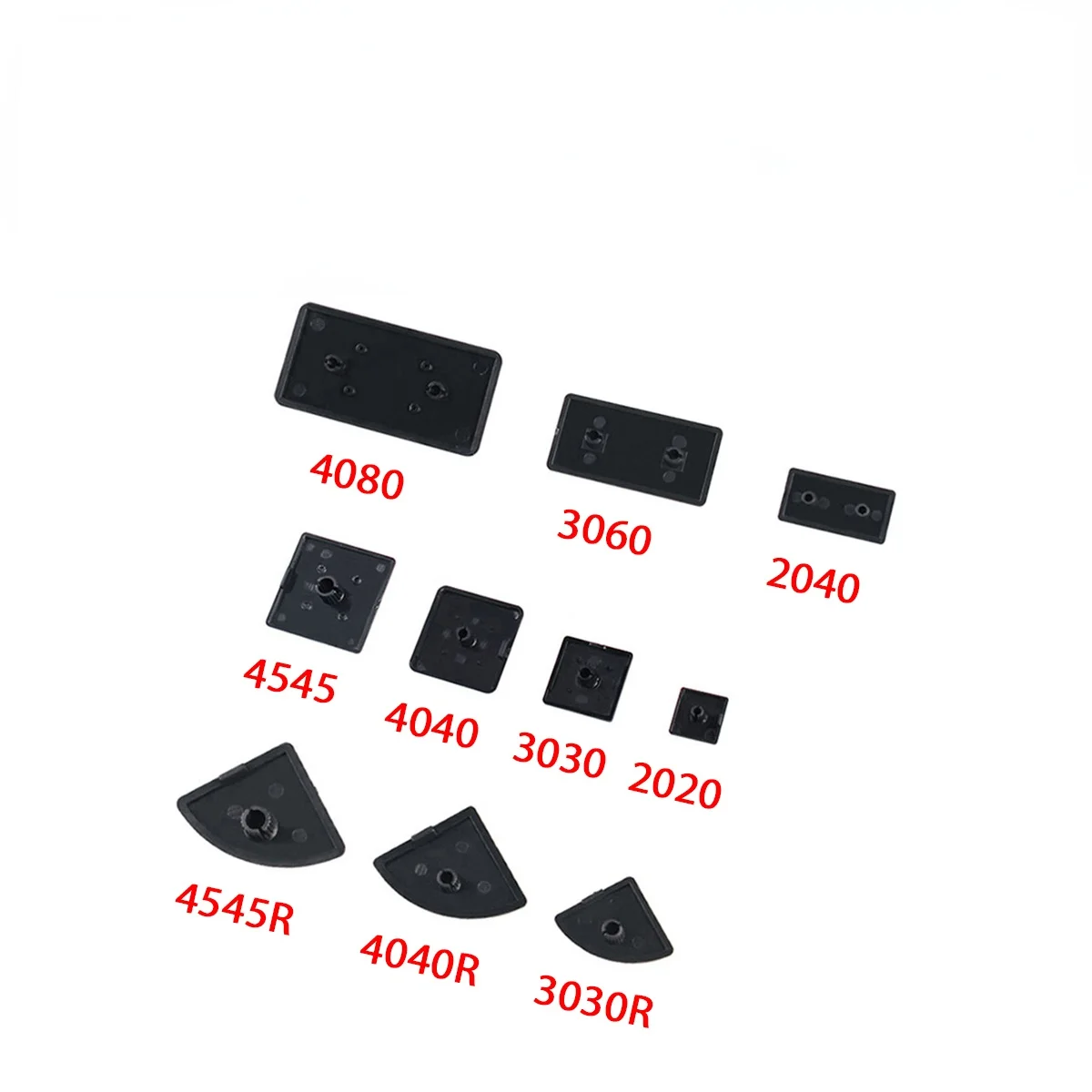 5/10/20/50PCS Black Plastic End Cap Cover Plate Endcap for 2020 2040 3030 3060 3030R 4040 4080 4040R 4545 EU Aluminum Profile