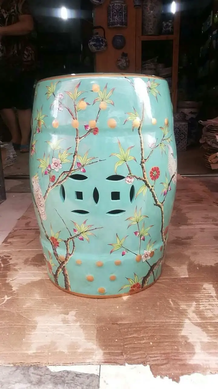 Modern Chinese Tall Parrot Ceramic Stool For Garden And Home Furniture Accessories