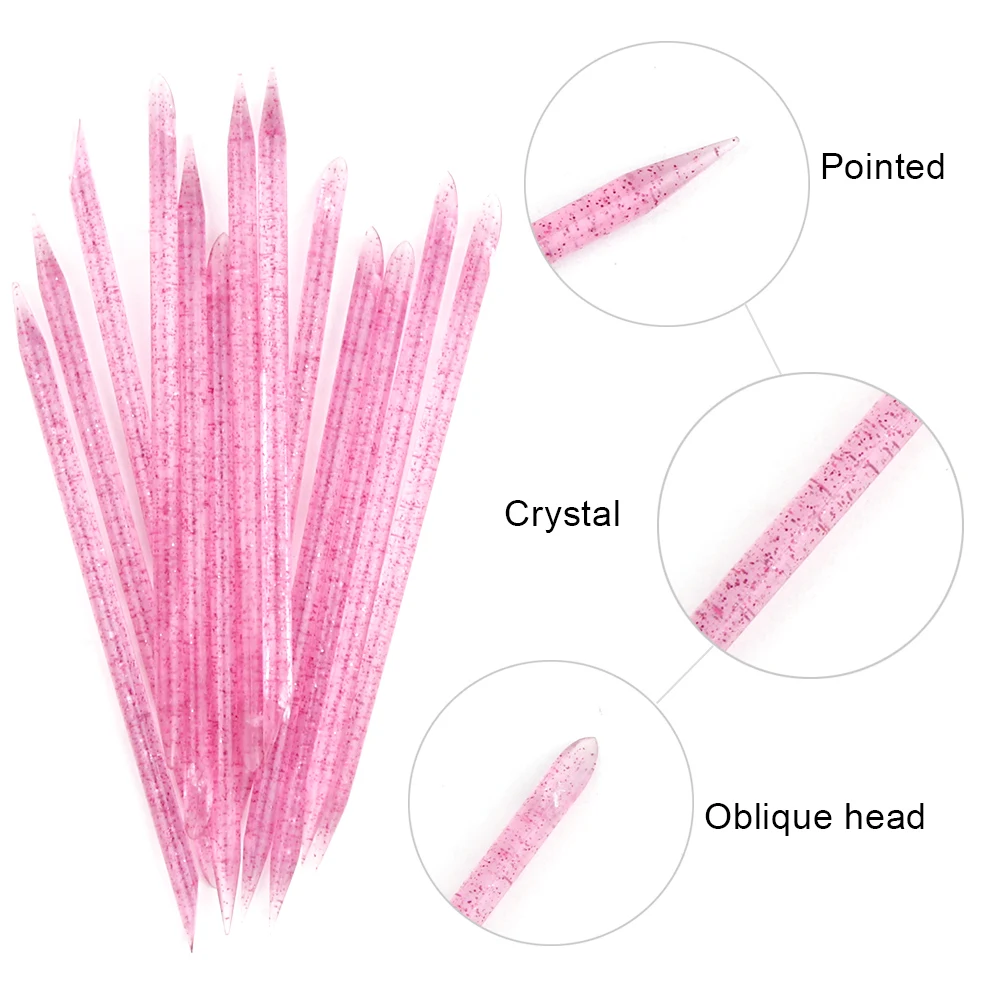 25/50/100 قطعة مسمار الفن بوشير البشرة قابلة لإعادة الاستخدام كريستال عصا مزدوجة نهاية إزالة البشرة نمو باديكير الأظافر الأظافر أدوات