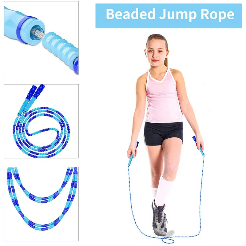 Jump Rope Adjustable Length Tangle-Free Segmented Soft Beaded Skipping Rope Fitness Jumping Rope For Kids Sports Gym Exercise