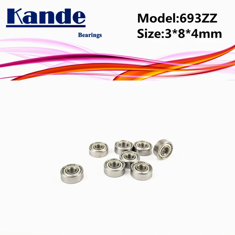 Kande Bearings 693ZZ 10pcs ABEC-1 693 ZZ  ABEC-3 693ZZ ABEC-5 693-2Z Miniature Deep Groove Ball Bearing 3x8x3mm 693 image 4