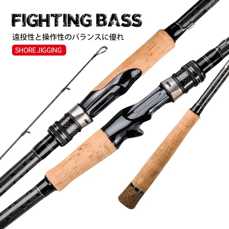 

Top FIGHTING BASS 2.58m 2.88m 3.0m MH 3pcs Portable Fishing Rod Lure WT.7-40g High Carbon Shore Jigging Rod Saltwater Ocean Rods