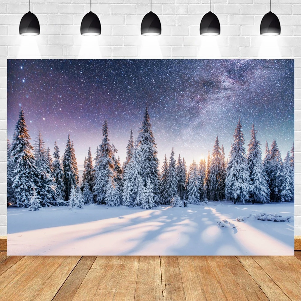 

Yeele Christmas Backdrop Photography Pine Snow Landscape Winter Starry Sky Background Baby Photographic Photo Studio Photophone