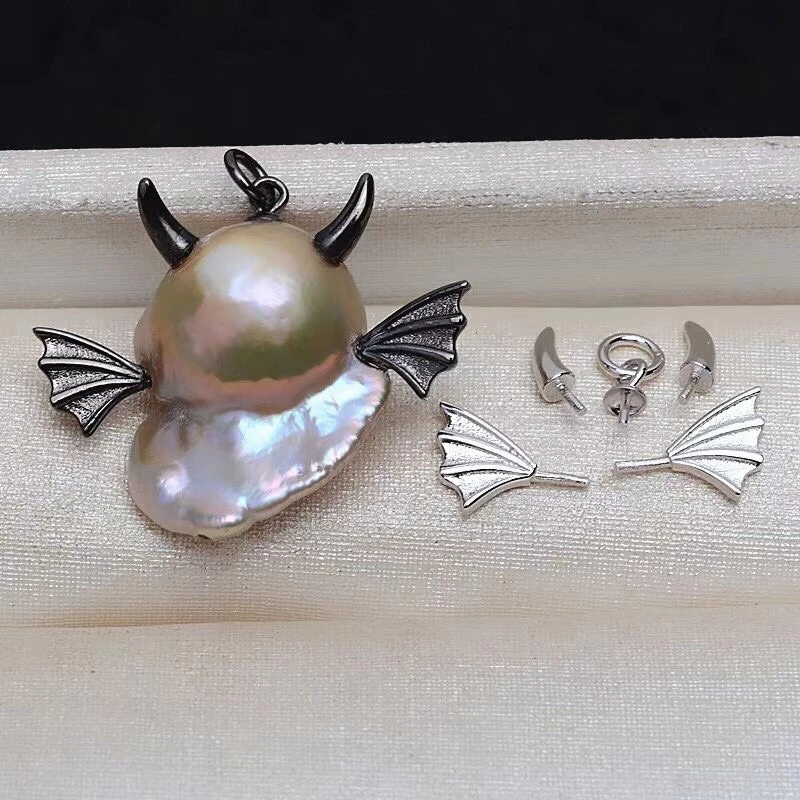 

DIY Mounts Haloween 925 Sterling Silver Pendant Base Settings Mountings Findings Parts for Baroque Irregular Pearl 5pcs/lot