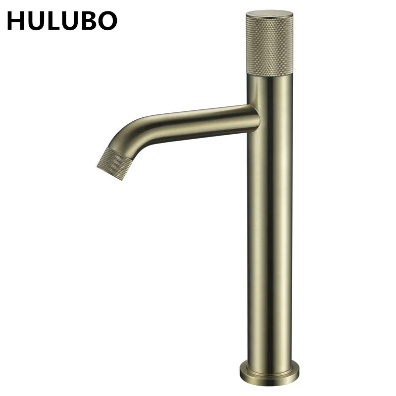 

Brushed Gold Basin Faucet Solid Brass Luxury Hot & Cold Sink Mixer Crane Tap Hand Wheel Handle Type Deck Mounted New Arrivals