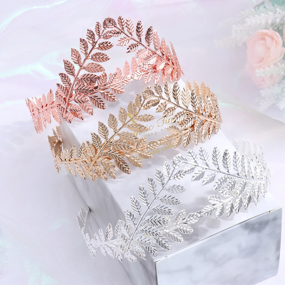 Fashion Hair Band roman bride greek Vintage Golden leaves Tiaras Crown Bridal Wedding Headdress Brides Hair Jewelry Accessories