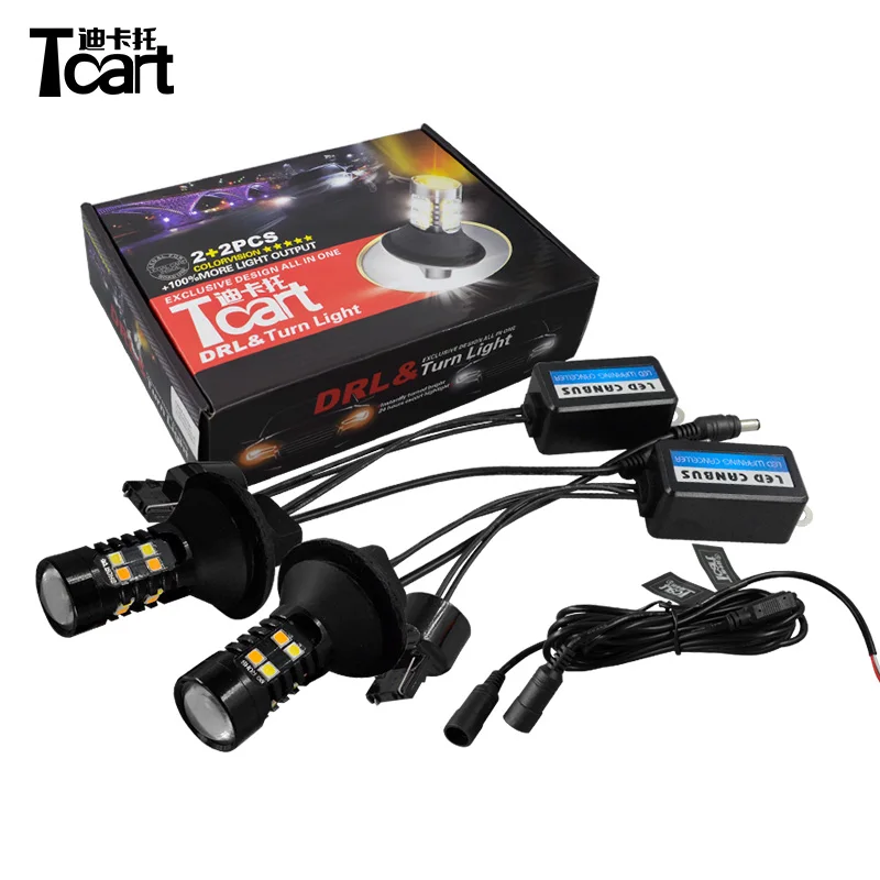 Tcar Car accessories T25 for Nissan Leaf (ZE0) 2011 2012 2014 2016 2017 Led Daytime Running Light turn drl 2in1 Driving safety