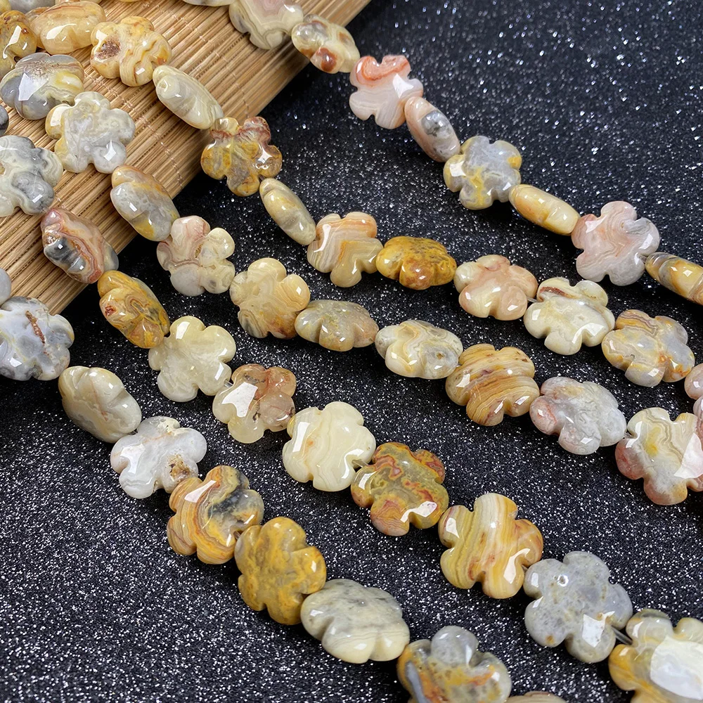 Natural Stone Flower Shape Loose isolation Beads Semifinished Beaded for Jewelry Making DIY Bracelet Necklace Accessories