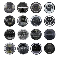 2Psc 7 Inch LED Headlight H4 Hi-Lo With Halo Angel Eyes For Lada 4x4 Urban Niva Jeep JK Land Rover Defender Hummer