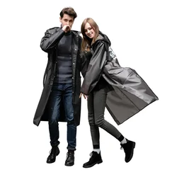 Moda uomo e donna di grandi dimensioni EVA cappotto antipioggia nero Poncho donna impermeabile lungo Slim impermeabile con cintura impermeabile giacca per adulti