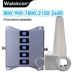 Five-Band B20 800/900/1800/2100/2600 CellPhone Cellular Amplifier GSM Repeater 2G3G4G Five-Band 4G Mobile Signal Booster LTE DCS