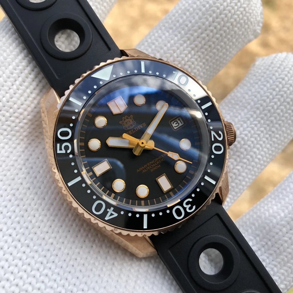 SD1968S STEELDIVE Bronze Dive Watch 2020 New Arrival 300M Waterproof Bronze Bezel NH35 Mechanical Mens Diving Watch
