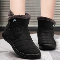 Botas de nieve impermeables para mujer, botines cálidos de felpa, zapatos informales de talla grande, Invierno