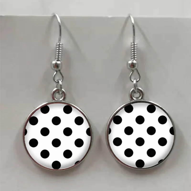 New Fashion 8 Color Dot Round Glass Convex Earrings Hypoallergenic Jewelry Fashion Women Sensitive Earrings