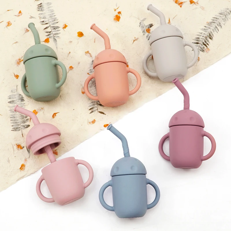 Baby Shower Gift Cartoon Mushroom Sippy Cup Sealed And Leak-Proof Straw Cup With Lid Feeding Liquid Feed Water Bottles For Girls