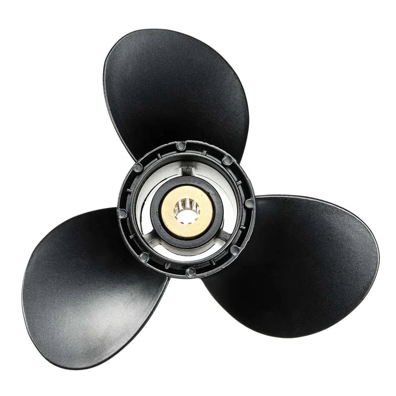 

NEW-Outboard Propeller 58100-93723-019 For Suzuki 8-20Hp 9 1/4 X 9 Aluminum Alloy 3 Blade Black 10 Spline Tooth R Rotation