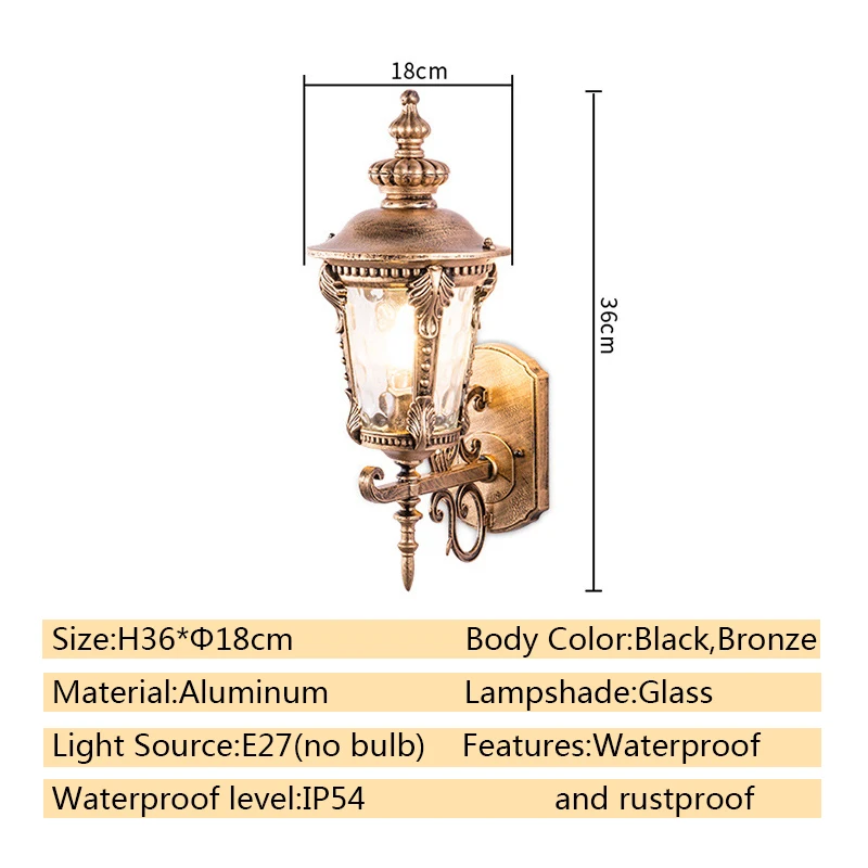 Ретро открытый настенный светильник Европейский Вилла настенный светильник E27 водонепроницаемый внешний садовый дверной светильник крыльцо свет